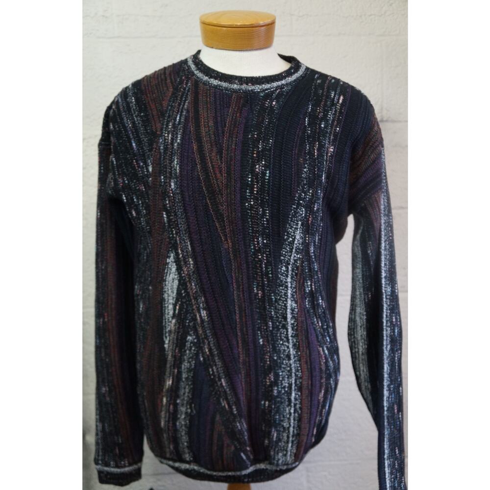 Vintage Lavane New York Sweater Men's XL Retro Geometric Stripe Knit Jumper